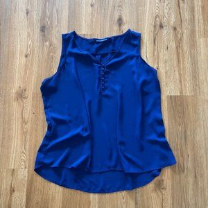 Sleeveless Royal Blue V-neck Work Blouse - XXL,